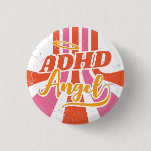 ADHD Angel Cute Retro Mental Health Knapp