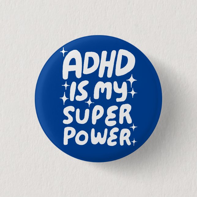 ADHD är min Roligt Bubble Brev Blue Knapp (Framsida)