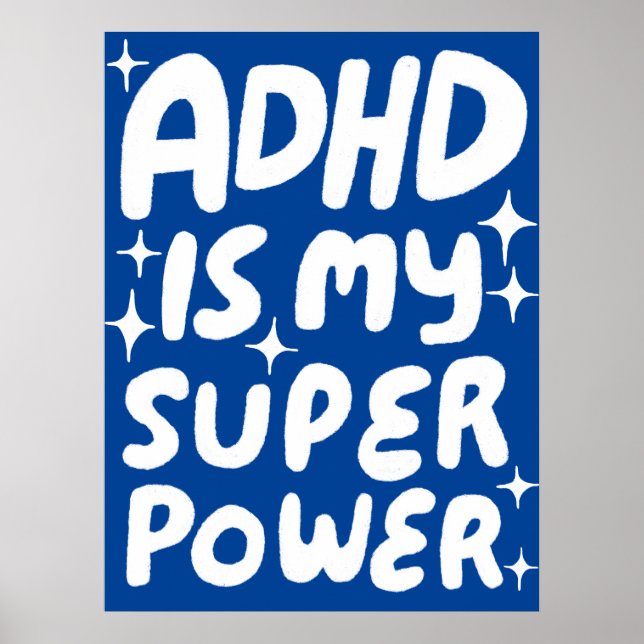 ADHD är min Roligt Bubble Brev Blue Poster (Framsidan)
