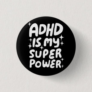 ADHD är min Roligt Bubbleletters Black Whit Knapp