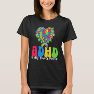 ADHD är min superkraftfulla Heart Puzzon-För barn T Shirt