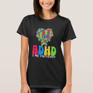 ADHD är min superkraftfulla Heart Puzzon-För barn T Shirt