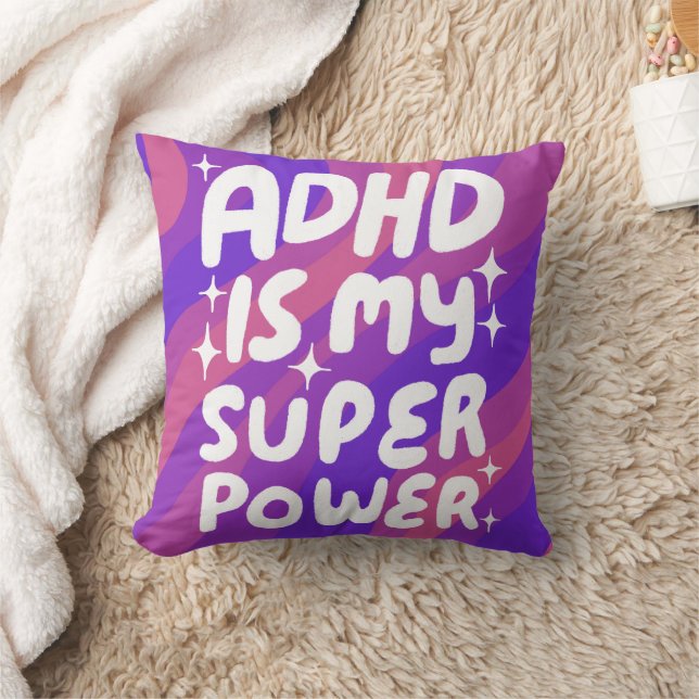 ADHD är min superkraftfulla Roligt Bubble Brev Kudde (Filt)