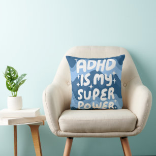ADHD är min superkraftfulla Roligt Bubble Brev Kudde