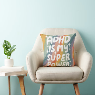 ADHD är min superkraftfulla Roligt Bubble Brev Kudde
