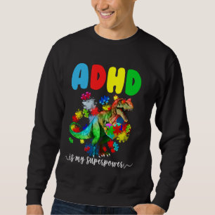 ADHD är min superpotens Dinosaur Puzzle-För barn o Lång Ärmad Tröja