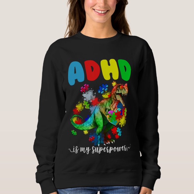 ADHD är min superpotens Dinosaur Puzzle-För barn o T Shirt (Framsida)