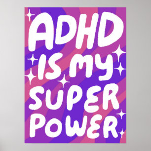 ADHD är min superpower Roligt Bubble Brev Lila Poster
