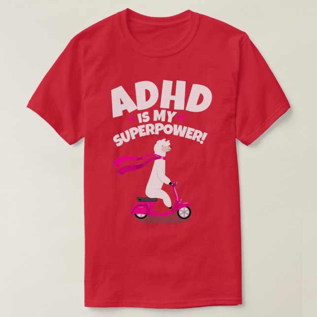 ADHD är My Superpower Llama T Shirt (Design framsida)