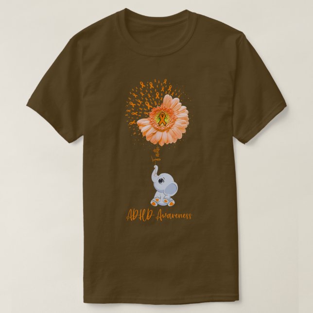 ADHD Awareness Faith Elephant Survivor Fighter T Shirt (Design framsida)