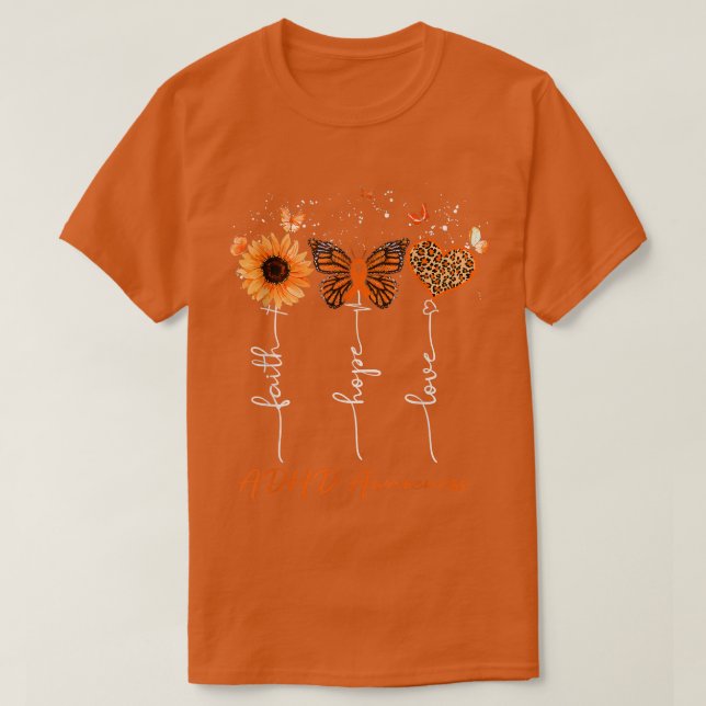 ADHD Awareness Faith Hope Love Leopard Sunflower  T Shirt (Design framsida)