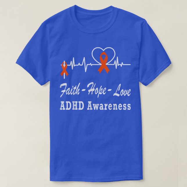ADHD Awareness Faith Hope Orange Ribbon Support Ch T Shirt (Design framsida)