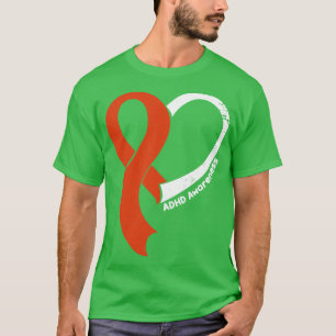 ADHD Awareness Hökar Kärlek Heart Ribbon Lycklig V T Shirt