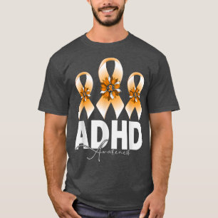 ADHD Awareness Solros Orange Ribbon för manar Wom T Shirt