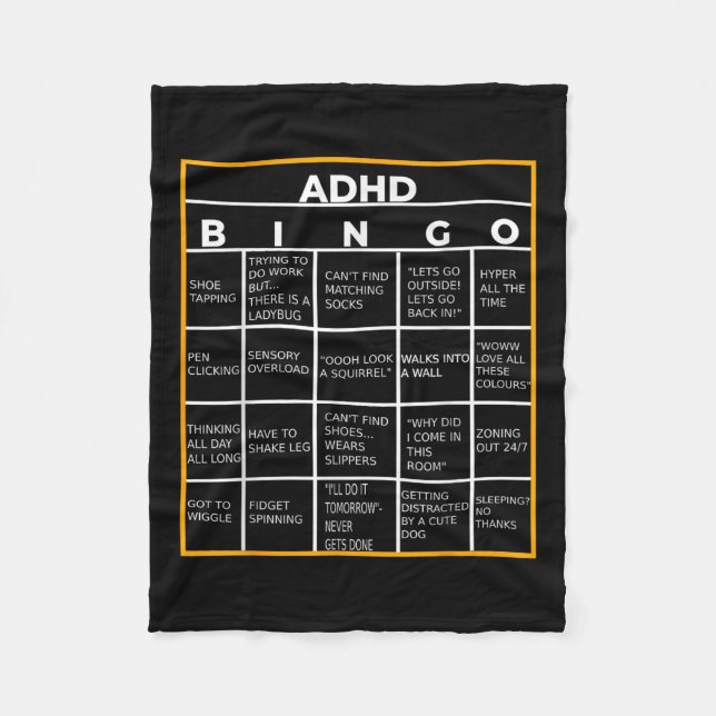 Adhd Bingo Funn Fleecefilt (Framsidan)