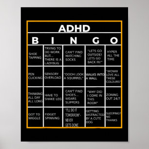 Adhd Bingo Funn Poster