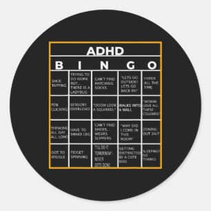 Adhd Bingo-Roligten Runt Klistermärke