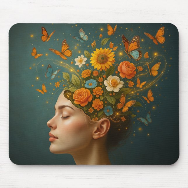 ADHD Blommigt Mind Bloom Butterfly Mouse Pad Musmatta (Framsidan)