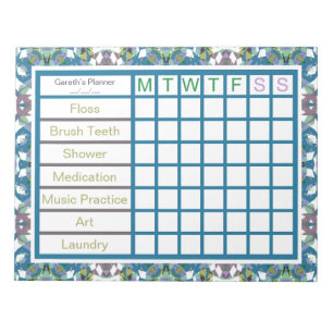 ADHD Boy's Manar's Weekly Checklist Reminder Plann Anteckningsblock
