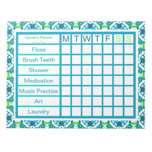 ADHD Boy's Manar's Weekly Checklist Reminder Plann Anteckningsblock