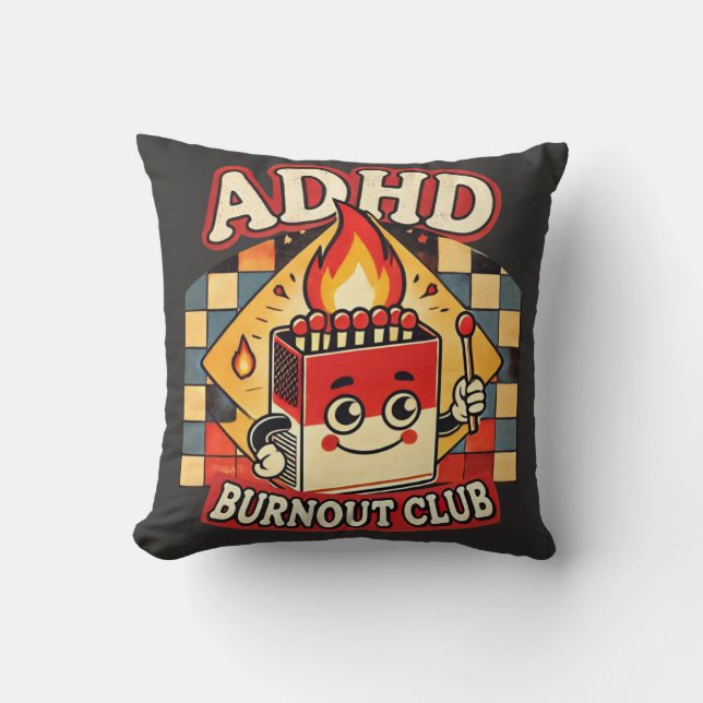adhd burnout club  kudde (Framsida)