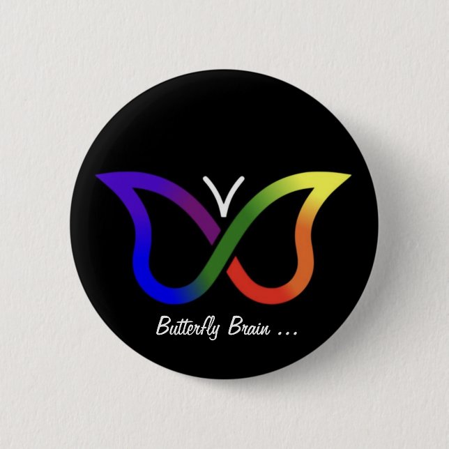 ADHD Butterfly Brain Neurodiversity Button Badge Knapp (Framsida)