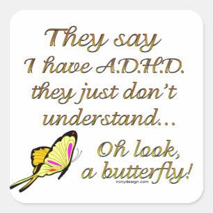 ADHD Butterfly Fyrkantigt Klistermärke