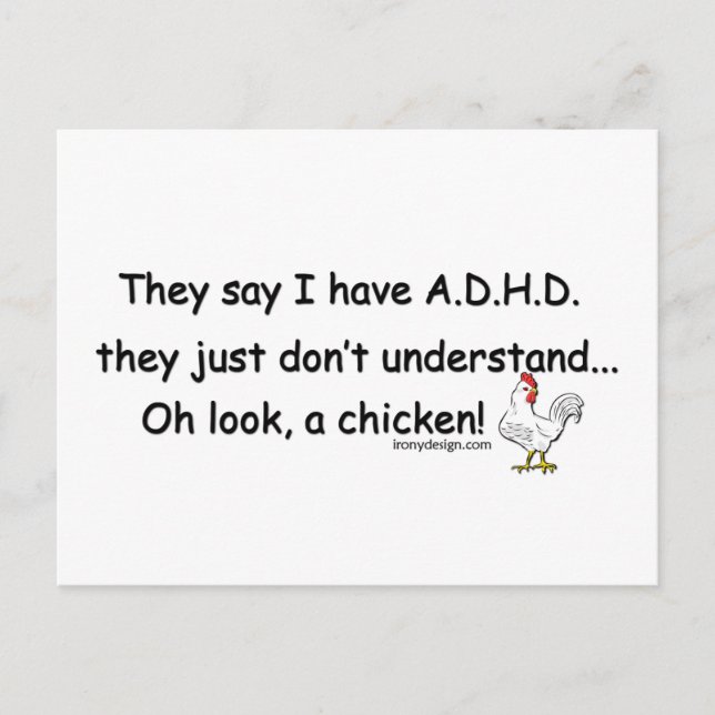 ADHD Chicken Humor Saming Vykort (Framsida)