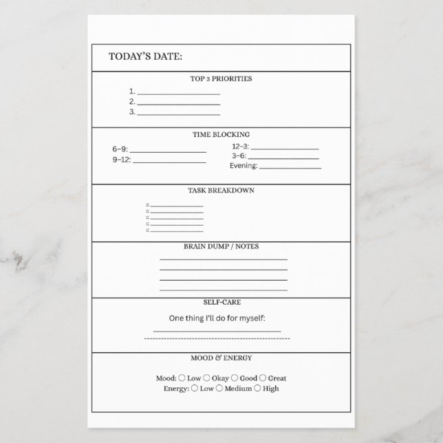 ADHD Daily Planner Page Flygblad (Framsidan)