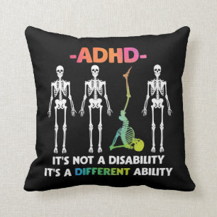 ADHD Ej funktionsnedsättning Skeleton med olika f Kudde