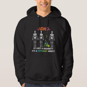 ADHD Ej funktionsnedsättning Skeleton med olika fö Hoodie