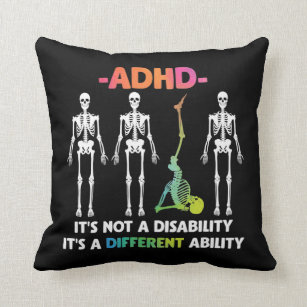 ADHD Ej funktionsnedsättning Skeleton med olika fö Kudde