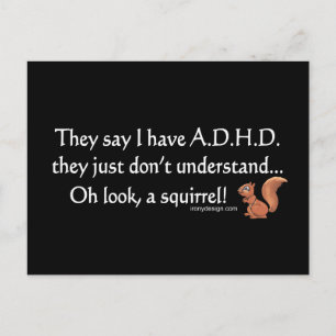ADHD-ekorre som säger Vykort