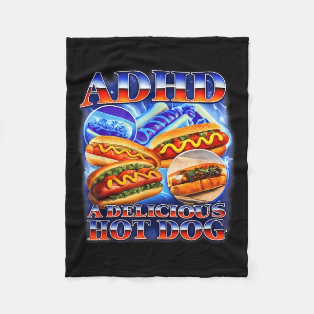 Adhd en läcker het korv rolig gen z-meme rå fleecefilt (Framsidan)