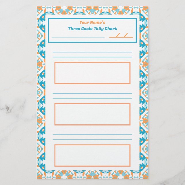 ADHD Girl's Goal Habit Tracker Tally Chart Fridge Brevpapper (Framsida)
