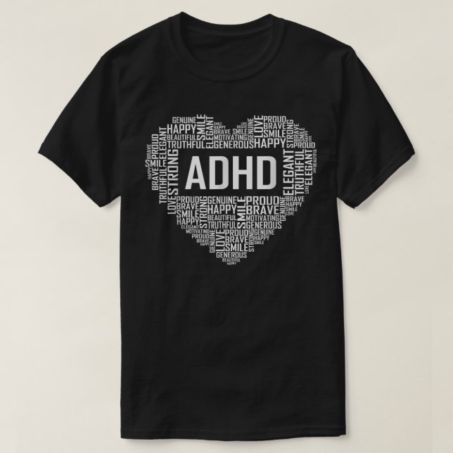 ADHD Heart Support Gift Proud ADHD Gifts  T Shirt (Design framsida)