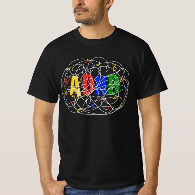 ADHD Hjärna Illustration T Shirt (Framsida)