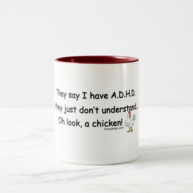ADHD-hönahumor Två-Tonad Mugg (Center)