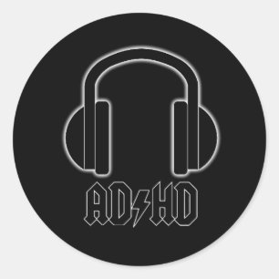 ADHD-hörlurar drar tillbaka i svart klistermärke
