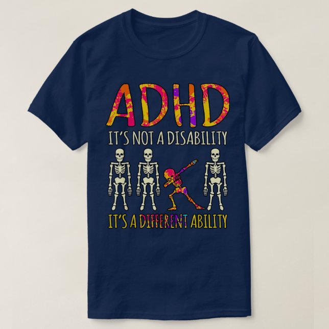 ADHD It's Not A Disability Awareness Orange Ribbon T Shirt (Design framsida)