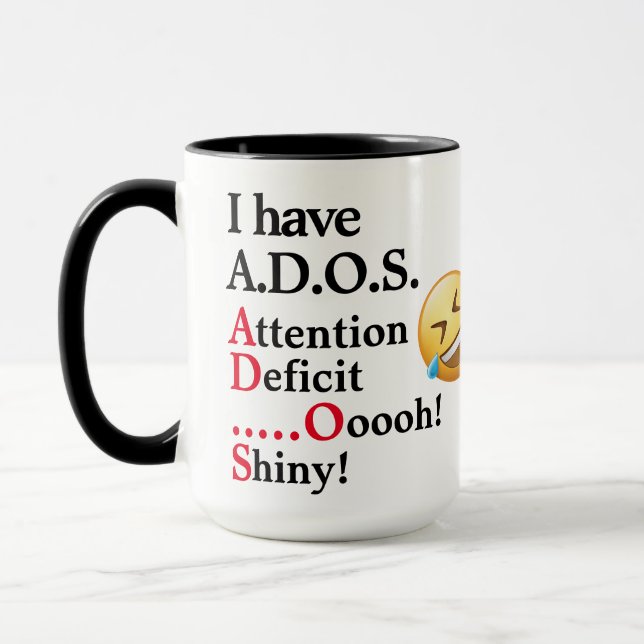 ADHD Joke Funny Office Coffee, Tea, Cocoa ceramic Mugg (Vänster)