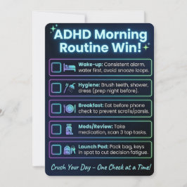 ADHD Morning Routine Checklist Print/Download Card Julkort
