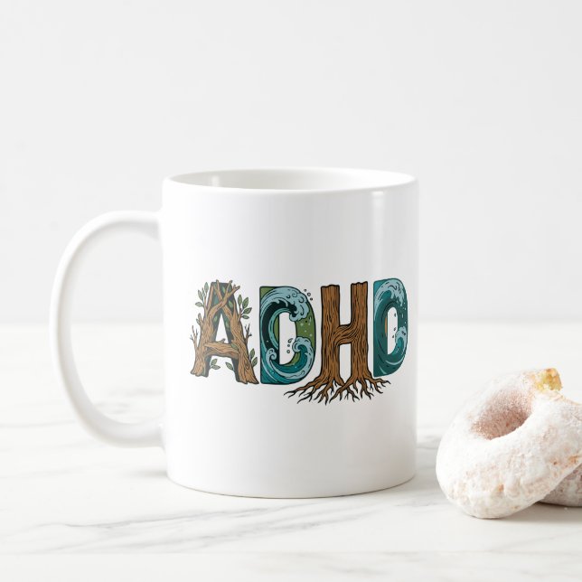 ADHD Natur Element Typsnittsdesign Kaffemugg (Med munk)