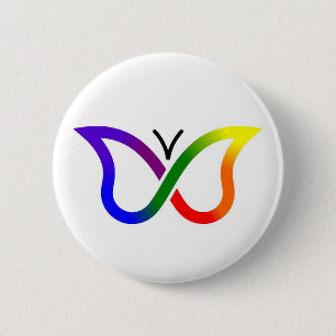 ADHD Neurodiversity Butterfly Button Badge (vit) Knapp