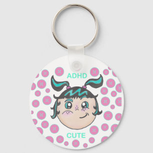 ADHD-nyckelring med "ADHD Cute"-illustration Nyckelring