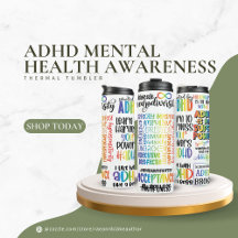 ADHD Psykisk Hälsa Medvetenhet Termisk Tumbler