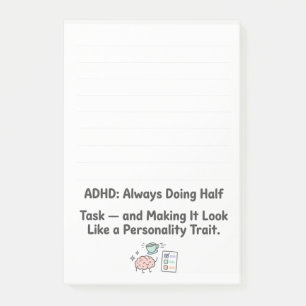 ADHD Roligt Akronym Fokus & Uppgiftshantering  Post-it Block