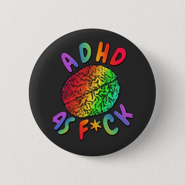 ADHD som F*ck Regnbåge Brain Knapp (Framsida)