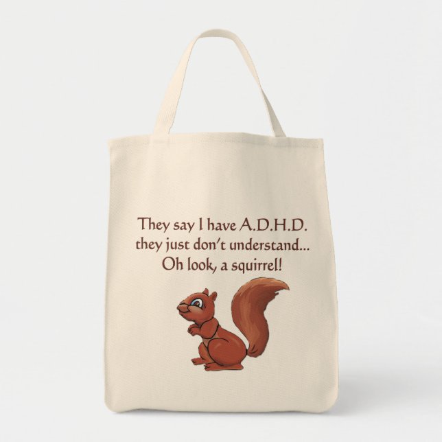 ADHD Squirrel Humor Tygkasse (Framsidan)