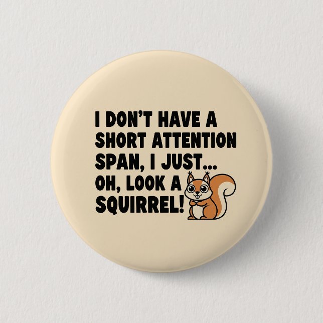 ADHD Squirrel Shirt Kort Attention Span Humor Knapp (Framsida)